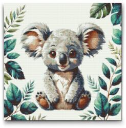  Gyémántszemes kirakó - Boldog koala Méret: 50x50cm, Keretezés: Keret nélkül (csak a vászon), Gyémántok: Kerek