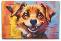  Gyémántszemes kirakó - Boldog kutya Méret: 40x60cm, Keretezés: Keret nélkül (csak a vászon), Gyémántok: Négyzet alakú