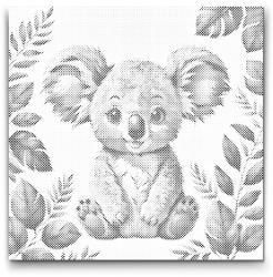  PontPöttyöző - Boldog koala Méret: 50x50cm, Keretezés: Keret nélkül (csak a vászon), Szín: Fekete
