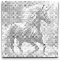  PontPöttyöző - Fekete és rózsaszín egyszarvú Méret: 50x50cm, Keretezés: Keret nélkül (csak a vászon), Szín: Piros