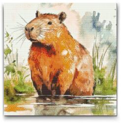 Gyémántszemes kirakó - Capybara 2 Méret: 50x50cm, Keretezés: Műanyagtáblával, Gyémántok: Négyzet alakú