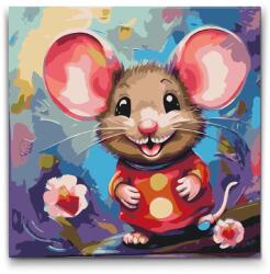  Festés számok szerint - Boldog egér Méret: 50x50cm, Keretezés: Kerek keret