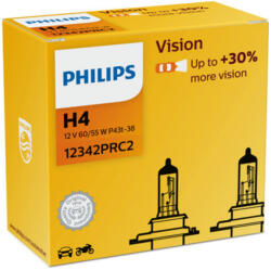 Philips Set 2 Becuri Far H4 P43T 60 55W 12V Vision Philips (12342PRC2) - autotool