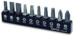 TOPTUL Set biti slit (drept) +phillips (ph) +patrat (sq) + torx 1/4 10 piese MAC1009GAAV1001