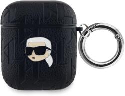 Karl Lagerfeld Embossed Karl Head AirPods 1/2 fekete PU tok (KLA2PGKIPK)