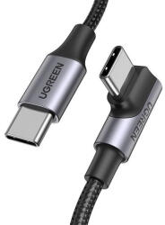 UGREEN US334 USB-C / USB-C gyorstöltő derékszögű töltő- és adatkábel, 100W, 1m, fekete (US334)