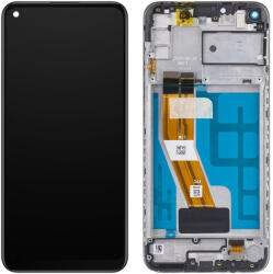 Samsung Galaxy M11 kompatibilis LCD modul kerettel, OEM jellegű, fekete (GH81-18736A)
