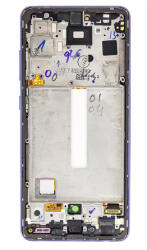 Samsung Galaxy A52s 5G kompatibilis LCD modul kerettel, OEM jellegű, lila (GH82-26861C)
