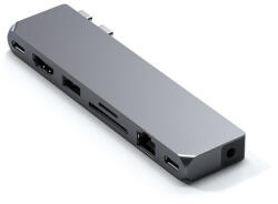 Satechi Pro Hub Max MacBook Pro Hub, 4k 60Hz HDMI, USB4 , USB-C, jack, Gigabit Ethernet és kártyaolvasó, szürke (ST-UCPHMXM)