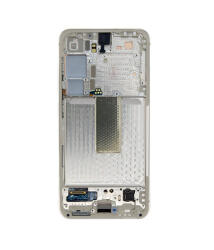 Samsung S911 Galaxy S23 kompatibilis LCD kijelző + érintő, kerettel, krém (GH82-30481B)