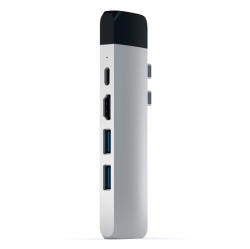 Satechi Aluminum Dual USB-C Pro Hub, 4k HDMI, 2x USB-A 3.0, 1x USB-C, Gigabit Ethernet és kártyaolvasó, ezüst (ST-TCPHES)