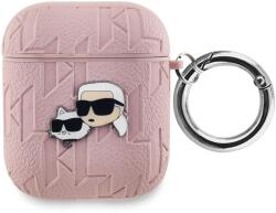 Karl Lagerfeld Embossed Karl and Choupette Heads AirPods 1/2 rózsaszín PU tok (KLA2PGKCPP)