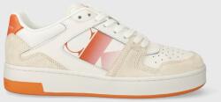 Calvin Klein sneakers BASKET CUPSOLE LACE MIX NBS SAT culoarea alb, YW0YW01446 PPYH-OBD17A_00A