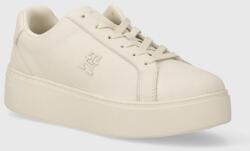 Tommy Hilfiger sneakers din piele PLATFORM COURT SNEAKER NUBUCK culoarea bej, FW0FW07912 PPYH-OBD1HE_01X