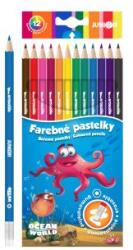 Junior Creioane colorate hexagonale/ștergătoare JUNIOR Ocean World - set de 12 buc