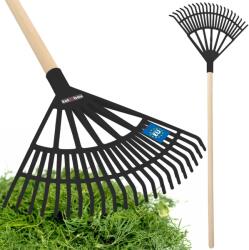Kotarbau Greblă de grădină din plastic pentru frunze iarbă cu mâner 44 cm - Culoare negru (ZSY3068) Grebla