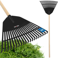 Kotarbau Greblă de grădină din plastic pentru frunze iarbă cu mâner 45 cm - Culoare negru (ZSY3069) Grebla
