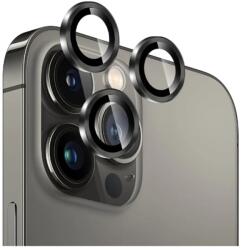 Kameralencse védőkeret - fekete - iPhone 15 Pro - Metal - üveg - graffistore