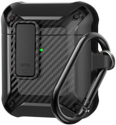 AirPods 1/2 tartó - Nitro fekete, karabinerrel - graffistore