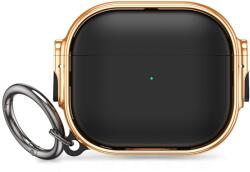 Tech- Protect Rough Lux Airpods Pro 1 /2 tartó - fekete szilikon tok, arany műanyag kerettel, karabinerrel - graffistore