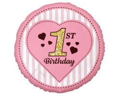 GoDan S. A Fólia lufi, gömb, 1 éves születésnapra, rózsaszín