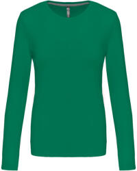 Kariban Női hosszú ujjú kereknyakú pamut póló, Kariban KA383, Kelly Green-L (ka383kl-l)