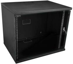 S-Link Rackszekrény - 9U 19" fali kivitel (400x530x400mm, Flatpack, fekete) (36093)