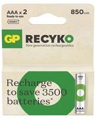 GP Batteries GP ReCyko NiMH Akkumulátor HR03 (AAA) 850mAh 2db (B25182) - officedepot