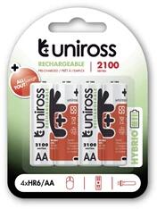 Uniross 1, 2V 2100mAh Ni-MH HYBRIO 4db/csomag AA akkumulátor (UH4AA2100) - officedepot
