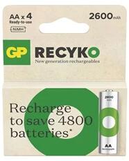 GP Batteries GP ReCyko NiMH Akkumulátor HR6 (AA) 2600mAh 4db (B25274) - officedepot
