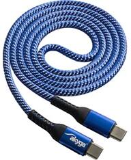 Akyga AK-USB-37 USB-C -> USB-C M/M adatkábel 1m kék-fehér (braided) (AK-USB-37) - officedepot