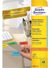 AVERY L6041-20 45, 7x21, 2mm visszaszedhető 960db-os sárga etikett (L6041-20) - officedepot