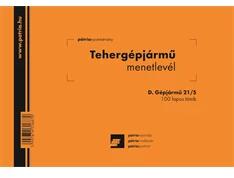 D. GEPJ. 21/5 A5 100lapos fekvő "Tehergépjármű menetlevél" nyomtatvány (D.GEPJ.21/5) - officedepot