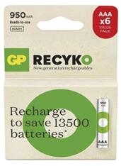 GP Batteries GP ReCyko NiMH Akkumulátor HR03 (AAA) 950mAh 6db (B2511V) - officedepot