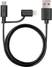 VARTA 57943101401 1m 2in1 USB - microUSB/Lightning fekete adat- és töltőkábel (57943101401) - officedepot