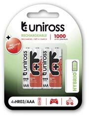 Uniross 1, 2V 1000mAh Ni-MH HYBRIO 4db/csomag AAA akkumulátor (UH4AAA1000) - officedepot
