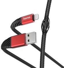Hama 201538 FIC E3 EXTREME 1, 5m USB/Lightning fekete-piros adat- és töltőkábel (00201538) - officedepot