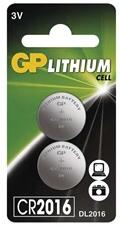 GP Batteries GP CR2016 lítium gombelem 2db/bliszter (B15163) - officedepot