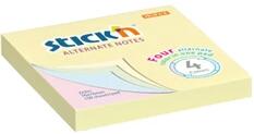 STICK N Stick`N 76x76 mm 100 lap 4 színű pasztell öntapadó jegyzettömb (21821) - officedepot
