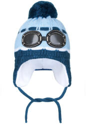NEW BABY Téli gyermek sapka New Baby szemüveg világos kék - pindurka