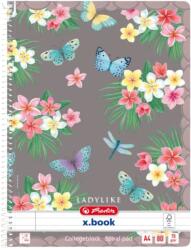 Herlitz Caiet A4 cu spira Herlitz, 80 file, 70 g/mp, Dictando, Motiv ladylike, Gri (50044245/GRI)