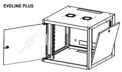 Legrand EVO12U6060P Evoline+ 19" 12U 600x600mm levehető oldallapos üvegajtós egyrészes fali rack szekrény (EVO12U6060P) - haztartasibolt