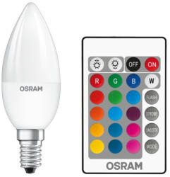 OSRAM Osram Star+ RGBW/matt búra/4, 5W/250lm/2700K/E14 távirányítható LED gyertya fényforrás (ST CLAS B 25 RGBW 4.5 W/2700K E14 FR) - haztartasibolt