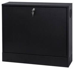 Stalflex CR19-2U-130-B 19" 2U 130mm mély fekete fém ajtós fali rack szekrény (CR19-2U-130-B) - haztartasibolt