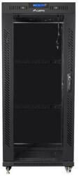 Lanberg FF01-6627-12BL 19" 27U SZÉL: 600mm MÉLY: 600mm MAG: 1431mm lapraszerelt LCD üvegajtós fekete rack szekrény (FF01-6627-12BL)