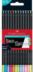 Faber-Castell Black Edition 12 db-os klt fekete test pasztell+neon színes ceruza készlet (FC116410) - haztartasibolt