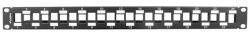 Lanberg PPKS-1224-B 19" 1U üres fekete patch panel 24 db Keystone jack fogadására, kábeltartóval (PPKS-1224-B)