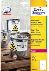 AVERY L4775-20 210×297mm vízálló 20db-os fehér etikett (L4775-20) - haztartasibolt