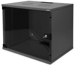 ASSMANN 19" 9U 460x540x400mm lapraszerelt üvegajtós fekete fali rack szekrény (DN-19 09-U-S-SW) - haztartasibolt