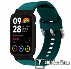 Xiaomi Smart Band 8 Pro, Okosóra szilikon szíj és műanyag tok, bumper, Sötétkék